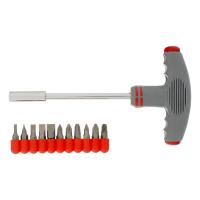 Отвертка с Т-образной эргономичной ручкой и набором бит, 11 шт, CrV Matrix по ценам производителя в Краснодаре с доставкой по всей России