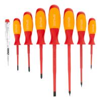 Набор отверток диэлектрических до 1000 В, 8 шт, тестер, CrMo, двухкомпонентные рукоятки Gross по ценам производителя в Краснодаре с доставкой по всей России