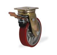 Колесо большегрузное поворотное KAMA 250 мм чугунное/полиуретан с тормозом по ценам производителя в Краснодаре с доставкой по всей России