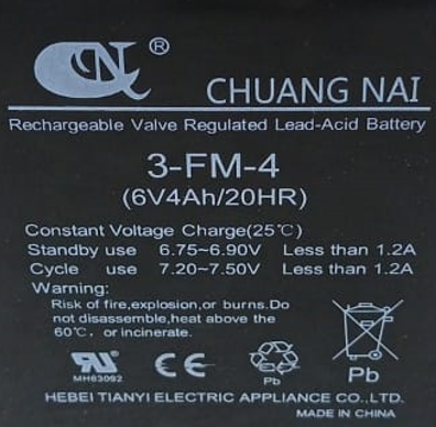 Аккумулятор свинцово-кислотный герм. (WET) 6В/4Ач 98х46х69 для тележки WH-25ES по ценам производителя в Краснодаре с доставкой по всей России