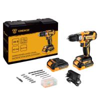 Аккумуляторная дрель-шуруповерт DEKO GCD20DU PRO в кейсе + набор 63 инструмента для дома, 20В, 2х3.0