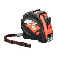 Рулетка Status Magnet 3 fixations,5 м х 25 мм,обрезиненный корпус,зацеп с магнитом Matrix