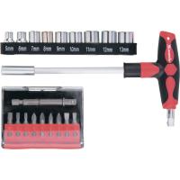 Отвертка с Т-образной эргономичной ручкой, набором бит и насадок, 20 шт, CrV Matrix по ценам производителя в Краснодаре с доставкой по всей России