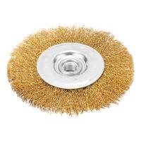 Щетка для УШМ, 125 мм, М14, плоская, латунированная витая проволока Matrix купить в Москве с доставкой по всей России | ProtosMarket.ru