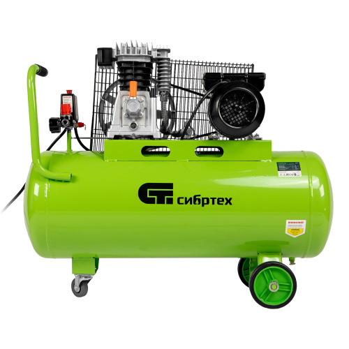 Компрессор воздушный КР-2200/100, 2.2 кВт, 350 л/мин, 100 л, ременной привод, масляный Сибртех по ценам производителя в Краснодаре с доставкой по всей России