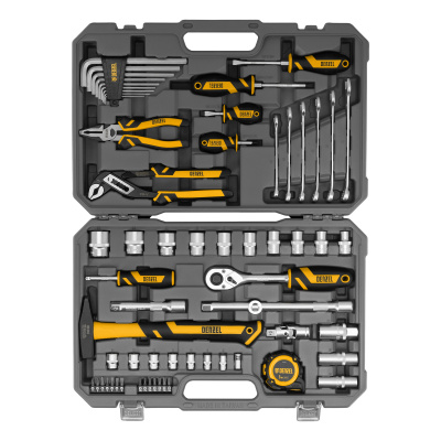 Набор инструментов, 1/2", 1/4", CrV, S2, пластиковый кейс, 64 предмета Denzel по ценам производителя в Краснодаре с доставкой по всей России