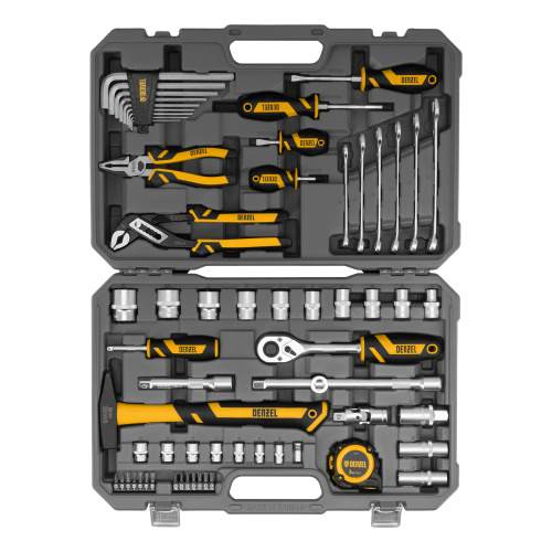 Набор инструментов, 1/2", 1/4", CrV, S2, пластиковый кейс, 64 предмета Denzel по ценам производителя в Краснодаре с доставкой по всей России