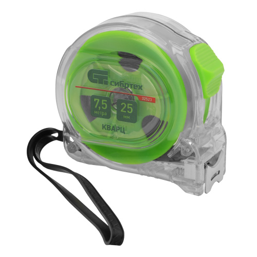 Рулетка Кварц,прозрачный корпус,амортизатор,7,5 м х 25 мм Сибртех по ценам производителя в Краснодаре с доставкой по всей России