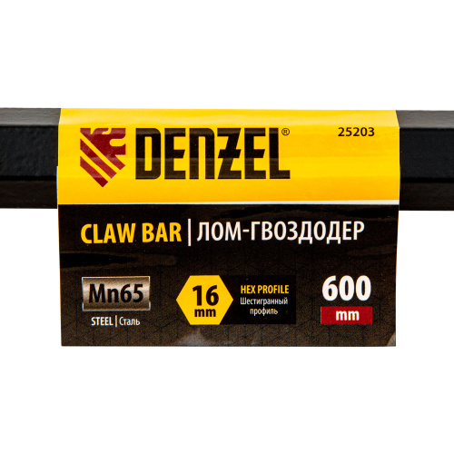 Лом-гвоздодер, 600 мм, шестигранный 16 мм, окрашенный, сталь 65 Denzel по ценам производителя в Краснодаре с доставкой по всей России