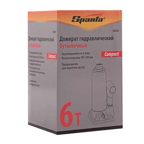 Домкрат гидравлический бутылочный, 6 т, h подъема 180–340 мм Sparta Compact по ценам производителя в Краснодаре с доставкой по всей России