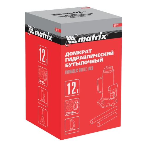 Домкрат гидравлический бутылочный, 12 т, высота подъема 230-465 мм Matrix по ценам производителя в Краснодаре с доставкой по всей России
