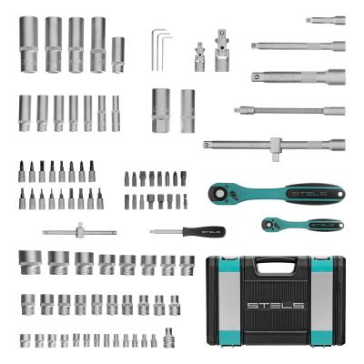 Набор инструментов 1/2", 1/4", CrV, 12 гранные головки, пластиковый кейс, 94 предмета Stels по ценам производителя в Краснодаре с доставкой по всей России