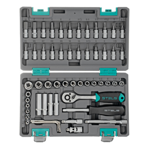 Набор инструментов, 1/4", CrV, пластиковый кейс 57 предметов Stels по ценам производителя в Краснодаре с доставкой по всей России