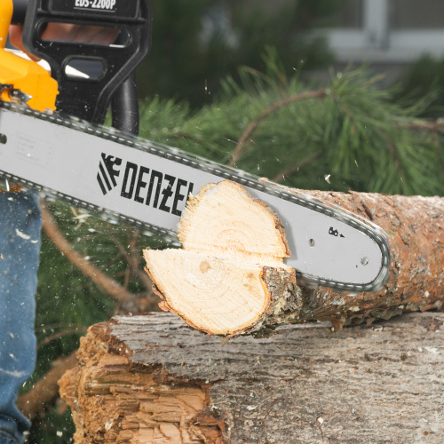 Пила цепная электрическая EDS-2200P, 2.2 кВт,поперечная, шина 45 см, шаг 3/8, паз 1.3 мм, 63 звена Denzel по ценам производителя в Краснодаре с доставкой по всей России