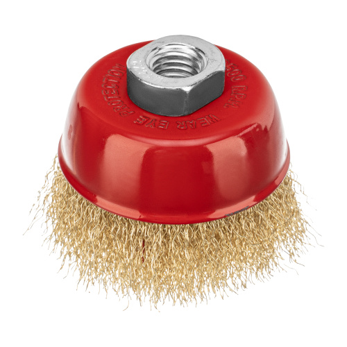 Щетка для УШМ, 75 мм, М14, "чашка", латунированная витая проволока Matrix по ценам производителя в Краснодаре с доставкой по всей России