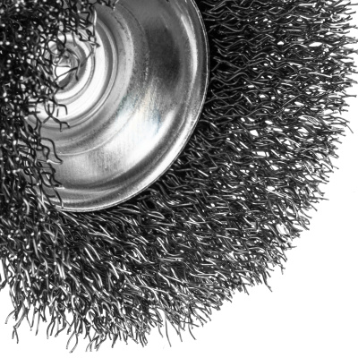 Щетка для дрели, 65 мм, Чашка, со шпилькой , нержавеющая витая проволока Denzel по ценам производителя в Краснодаре с доставкой по всей России