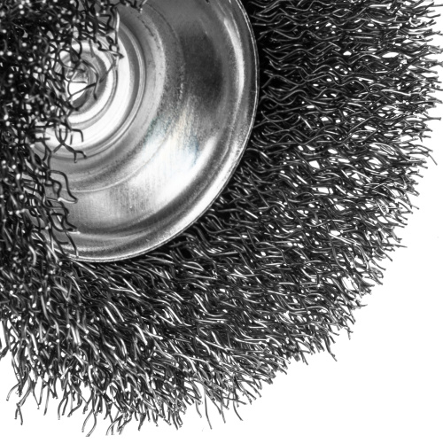 Щетка для дрели, 65 мм, Чашка, со шпилькой , нержавеющая витая проволока Denzel по ценам производителя в Краснодаре с доставкой по всей России