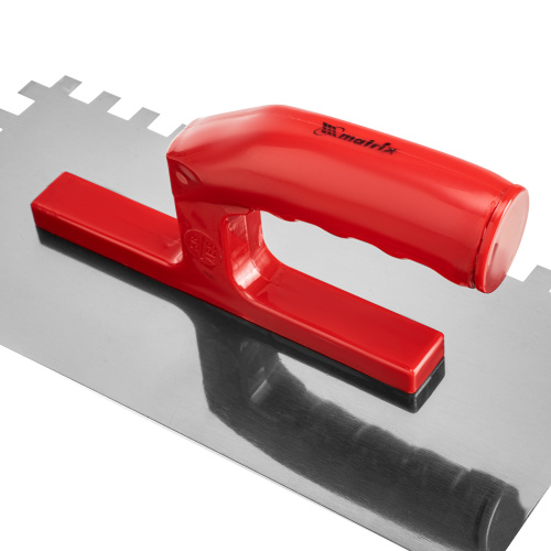 Гладилка стальная, 280 x 130 мм, зеркальная полировка, пластмастмассовая ручка, зуб 10 x 10 мм Matrix по ценам производителя в Краснодаре с доставкой по всей России