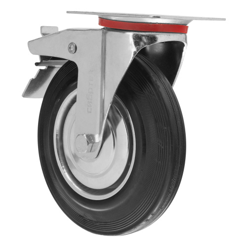 Колесо поворотное с тормозом D 125 мм, крепление  платформенное Сибртех по ценам производителя в Краснодаре с доставкой по всей России
