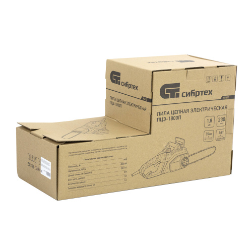 Пила цепная электрическая ПЦЭ-1800П с поперечным двигателем, 1.8 кВт, 14'' (35 см) Сибртех по ценам производителя в Краснодаре с доставкой по всей России