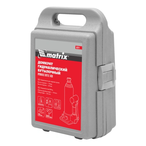 Домкрат гидравлический бутылочный, 3 т, h подъема 178-343 мм, в пластиковом кейсе Matrix по ценам производителя в Краснодаре с доставкой по всей России
