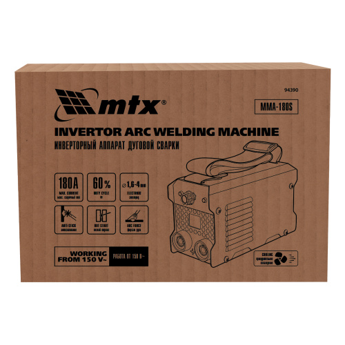 Инверторный аппарат дуговой сварки MMA-180S, 180 А, ПВ60%, диаметр электрода 1,6-4 мм MTX по ценам производителя в Краснодаре с доставкой по всей России
