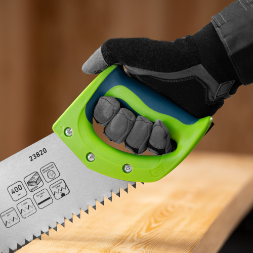 Ножовка по дереву "Зубец", 400 мм, шаг зуба 10 мм, каленый зуб 2D, двухкомпонентная рукоятка Сибртех по ценам производителя в Краснодаре с доставкой по всей России