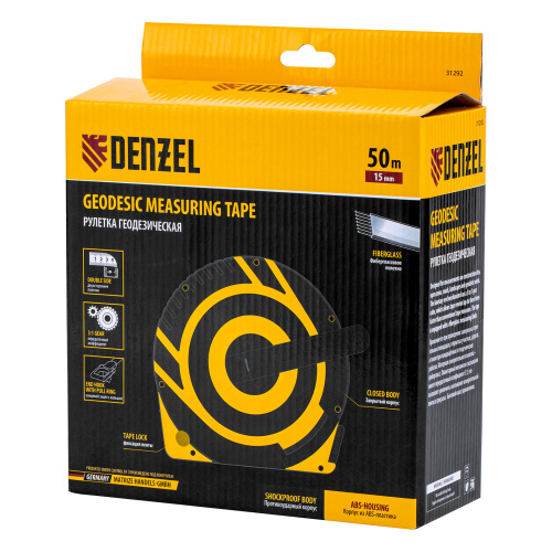 Рулетка геодезическая 50 м х 15 мм, закрытый корпус, фиберглассовая лента Denzel по ценам производителя в Краснодаре с доставкой по всей России