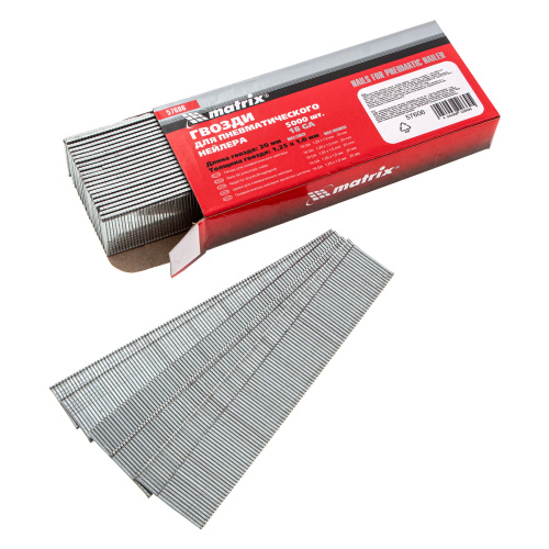 Гвозди для пневматического нейлера, длина 20 мм, ширина 1.25 мм, толщина 1 мм, 5000 шт Matrix по ценам производителя в Краснодаре с доставкой по всей России