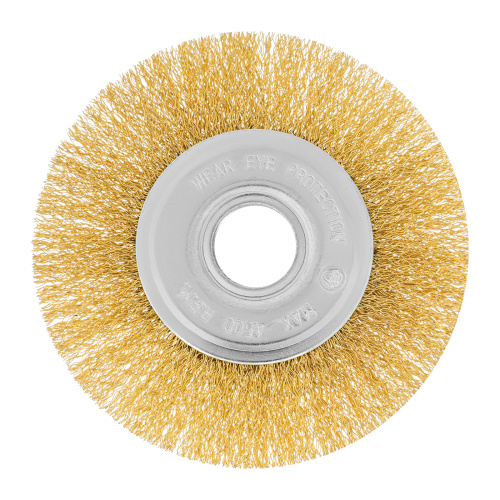 Щетка для УШМ, 125 мм, посадка 22.2 мм, плоская, латунированная витая проволока Matrix по ценам производителя в Краснодаре с доставкой по всей России