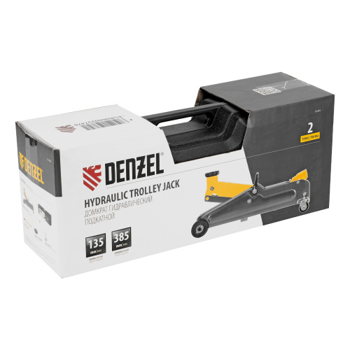 Домкрат гидравлический подкатной, 2 т, 135-385 мм, в пласт. кейсе Denzel по ценам производителя в Краснодаре с доставкой по всей России