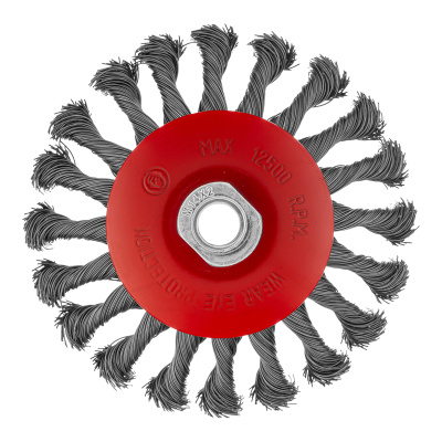 Щетка для УШМ, 125 мм, М14, "тарелка", крученая проволока 0.5 мм Matrix по ценам производителя в Краснодаре с доставкой по всей России