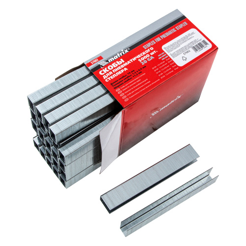 Скобы для пневматического степлера, 19 мм, ширина 1.2 мм, толщина 0.6 мм, ширина скобы 11.2 мм, 5000 шт Matrix по ценам производителя в Краснодаре с доставкой по всей России