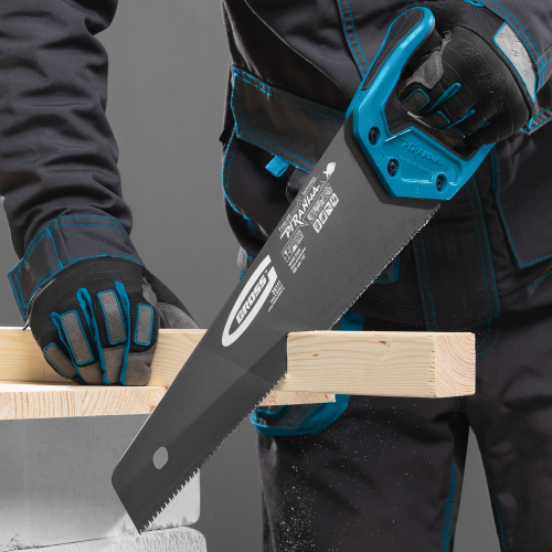 Ножовка по дереву "Piranha", 400 мм, 11-12 TPI, зуб-3D, каленый зуб, тефлоновое покрытие полотна, двухкомпонентная рукоятка Gross по ценам производителя в Краснодаре с доставкой по всей России