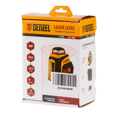 Лазерный уровень LX360, 20 м, ± 0,3 мм/1 м, горизонтальная и вертикальная плоскости, 360 град, 635 нм, резьба 1/4 Denzel по ценам производителя в Краснодаре с доставкой по всей России