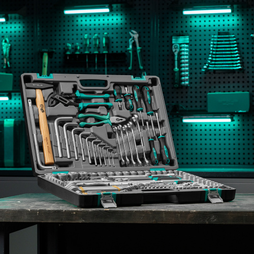 Набор инструментов, 1/2",3/8", 1/4", CrV, пластиковый кейс 142 предмета Stels по ценам производителя в Краснодаре с доставкой по всей России