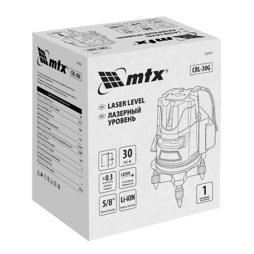 Лазерный уровень CRL-30G, 30 м, зеленый луч, акк. Li 2400 mah, резьба 5/8" MTX по ценам производителя в Краснодаре с доставкой по всей России
