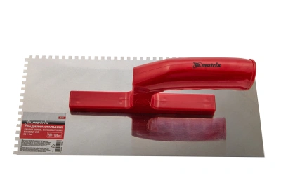 Гладилка из нержавеющей стали, 280 х 130 мм, зеркальная полировка, пластмассовая ручка, зуб 4 х 4 мм Matrix по ценам производителя в Краснодаре с доставкой по всей России
