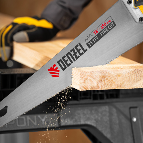 Ножовка по дереву, 450 мм, 11 TPI, зуб 3D, металлопластиковая рукоятка Denzel по ценам производителя в Краснодаре с доставкой по всей России
