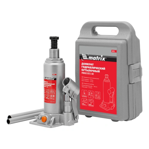 Домкрат гидравлический бутылочный, 4 т, h подъема 194-372 мм, в пластиковом кейсе Matrix по ценам производителя в Краснодаре с доставкой по всей России