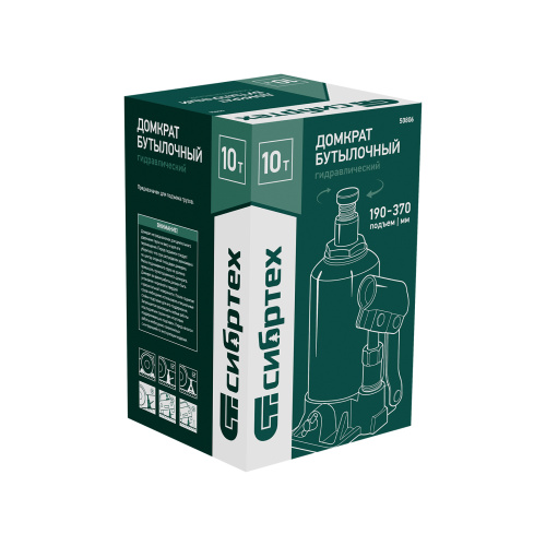 Домкрат гидравлический бутылочный, 10 т, 190-370 мм Сибртех по ценам производителя в Краснодаре с доставкой по всей России