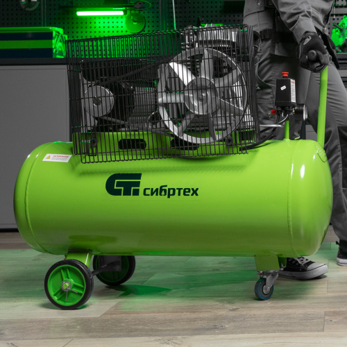 Компрессор воздушный КР-2200/100, 2.2 кВт, 350 л/мин, 100 л, ременной привод, масляный Сибртех по ценам производителя в Краснодаре с доставкой по всей России