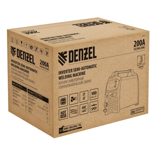 Аппарат инвертор. полуавтомат. сварки MultiMIG-200DP Synergy Double Pulse, 200 А, ПВ 80% Denzel по ценам производителя в Краснодаре с доставкой по всей России