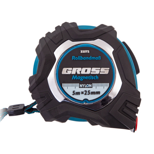 Рулетка Magnetisch 5 м х 25 мм,обрезиненный корпус,автоматическая фиксация,Нейлоновое покрытиеытие,зацеп с магнитом Gross по ценам производителя в Краснодаре с доставкой по всей России