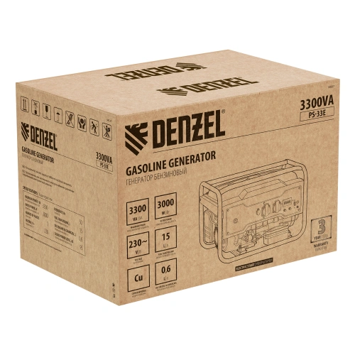 Генератор бензиновый PS-33E, 3.3 кВт, 230В, 15 л, электростартер Denzel по ценам производителя в Краснодаре с доставкой по всей России
