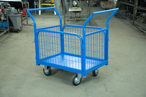 Тележка платформенная TOR ТП-2С (600х900) с бортами из сетки и двумя ручками (колеса 160 мм) по ценам производителя в Краснодаре с доставкой по всей России