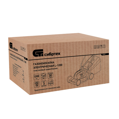 Газонокосилка электрическая L1200, 1200 Вт, ширина 32 см, 3 уровня, пластиковый травосборник 30 л. Сибртех по ценам производителя в Краснодаре с доставкой по всей России