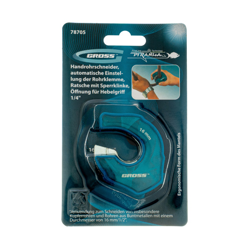 Труборез ладонный "Piranha", 16 мм, 1/2, автоматическая регулировка зажима трубы, трещотка с храповым механизмом, отверстие 1/4 Gross по ценам производителя в Краснодаре с доставкой по всей России