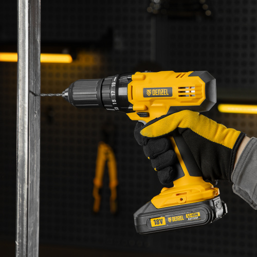 Дрель-шуруповерт аккумуляторная CDL-IB-18-02, Li-Ion, 18 В, 2 акк. Denzel по ценам производителя в Краснодаре с доставкой по всей России