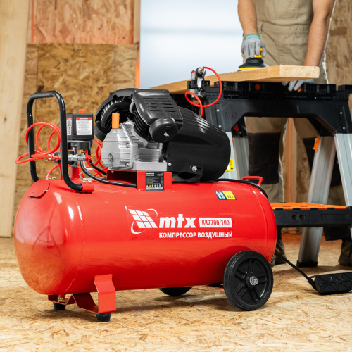 Компрессор воздушный КК-2200/100, 2,2 кВт, 350 л/мин, 100 л, прямой привод, масляный MTX по ценам производителя в Краснодаре с доставкой по всей России